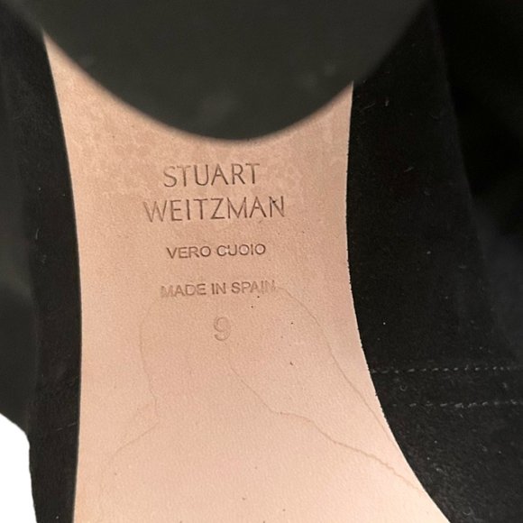 Stuart Weitzman Flash 75 Crystal Embellished Heeled Suede Sock Boots - Picture 10 of 16